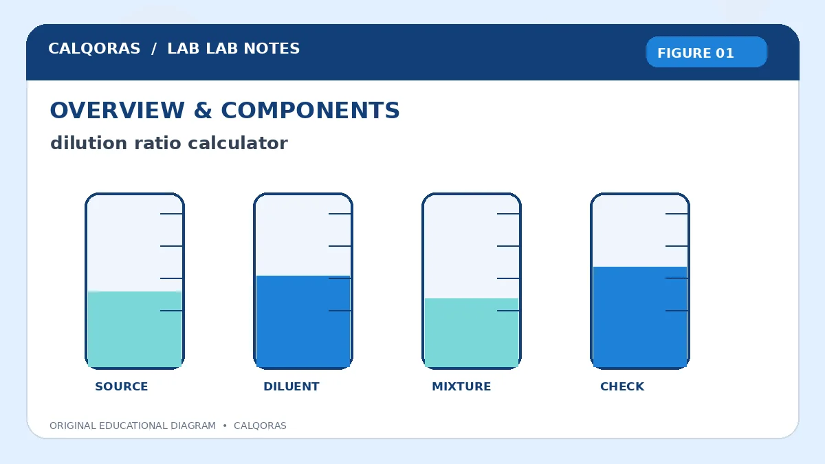 Real dilution calculator scenarios showing pipetting into volumetric flasks for accurate preparation
